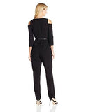 Eliza J Jumpsuit With Cold Shoulders, Black, 4