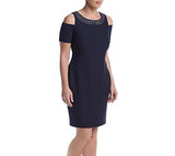 Jessica Howard Petite Elbow Sleeve Cold Shoulder, Navy, 14P