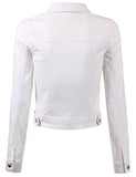 Classic Vintage Long Sleeve Denim Jacket With Pocketsmwhite