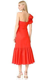 One Shoulder Ruffle Dress, Candy Apple, 4