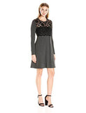 Karen Kane Scallop Lace Overlay Dress, Dark Heather Black, Xl
