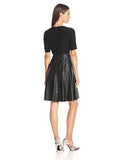 Knit And Vegan Leather Dress, Black, 2