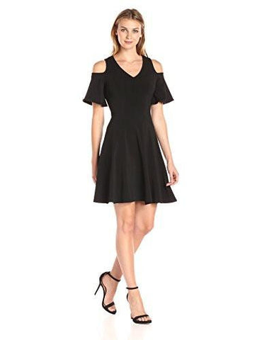 Cold Shoulder Travel Dress, Black, M