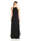 Eliza J Halter Gown With Metal Necklace, Black, 8