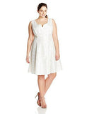 Taylor Dresses PlusSize Fit And Flare Shantung Eyelet, White, 16W
