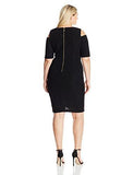 Plus Size Glitter Dress With Cold Shoulders, Black/Tan, 14W