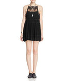 Crinkled Lace Inset Mini Dress Black M