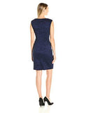 Cap Sleeve Sheath With Beaded Detail At Wasit, Navy, 12