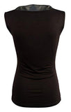 Michael Kors Faux Leather Yoke Sleeveless Topbxs