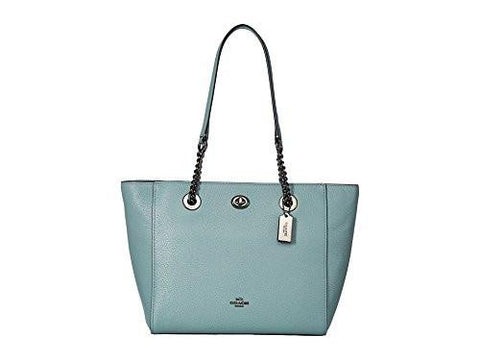 Pebbled Turnlock Chain Tote 27 Dkcloud Handbag