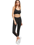 Sweatyrocks Mesh Panel Crop Leggings Yoga Workout Active Jogger Tights Black M