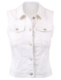 Basic Solid Denim Vest1Xwhite