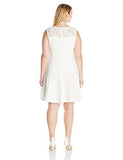 Taylor Dresses Plus Size Solid Ponte VNeck Dress, Ivory, 18W