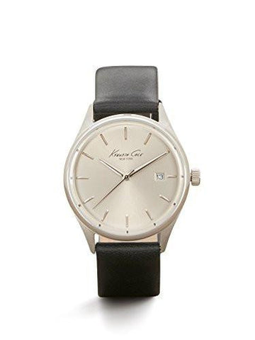Kenneth Cole York Classic Quartz Stainless Steel And Black Leather Dress Watch Model: 10025930