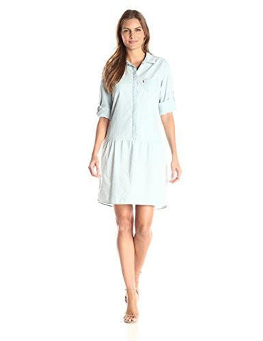 HiLo One Pocket Denim Dress, Blue Mist, XLarge