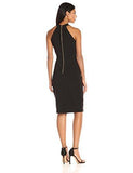 Knot Neck Sheath Halter Dress With Exposed Zip Back, Black, 14