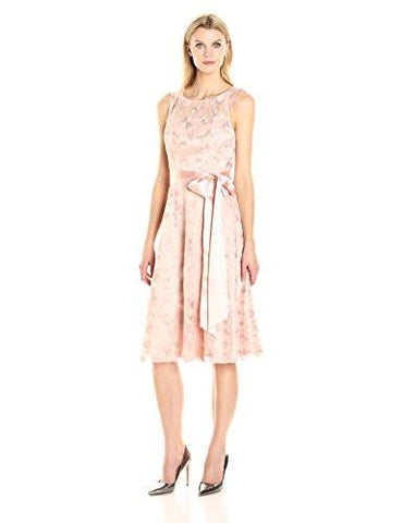 Fit And Flare Dress With Tie Sash, Blush, 10
