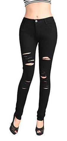 Casual Ripped Holes Skinny Jeans Jeggings Straight Fit Denim Pants Us 6 Black 7