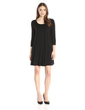 3/4 Sleeve Maggie Trapeze Dress, Black, Large
