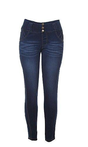 Elastic Waist Stretch Budd Lifting Pullon Skinny Denim Jeans Navy Lxl