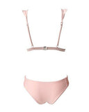 Mooskini Sexy Ruffles Bikini Set Push Up Padding Swimsuit Swimwear L Pink