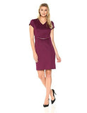 Ellen Tracy Scuba Dress With Chain, Merlot, 10