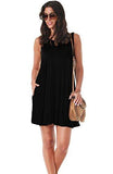 Auselily Summer Sleeveless Pocket Casual Loose Tshirt Dress Tank Dresses