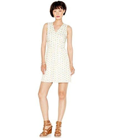 Printed Pleated Casual Dress White Xxl