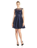 Eliza J Illusion Ball Gown With Party Skirt, Navy, 10