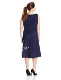 Taylor Dresses PlusSize Floral Printed Popover Midi Dress, Navy/Multi, 22W