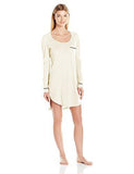 Bella Long Sleve Sleep Dress Pj, Ivory/Black, Small