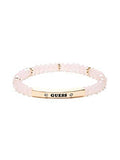 Guess Factory Pink And Goldtone Logo Stretch Bracelet