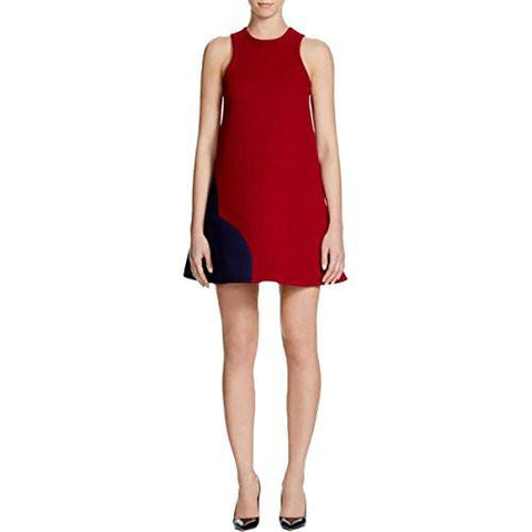 Pique Inlay Colorblock Mini Dress Red 0