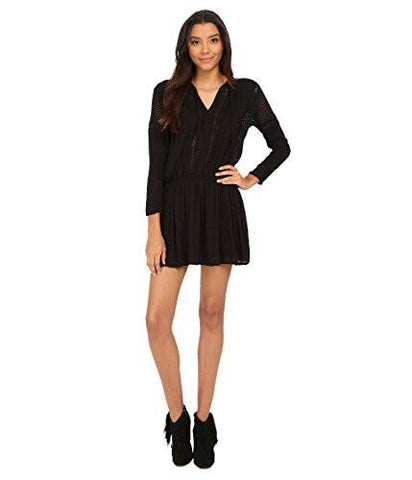 Juniors Crochet Trim Lace Casual Dress Black M