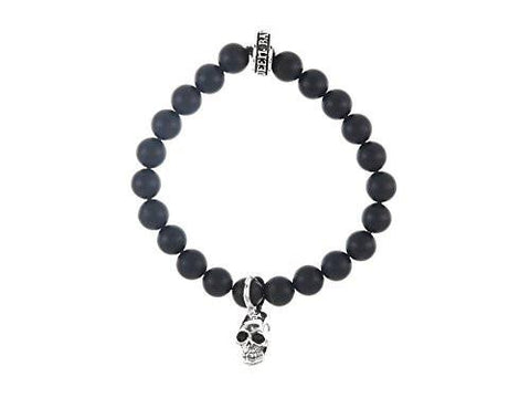 Onyx Bead Bracelet Silver Skull Bracelet