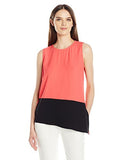 Sleeveless Blocked Top With Angle Bottom Watermelon M