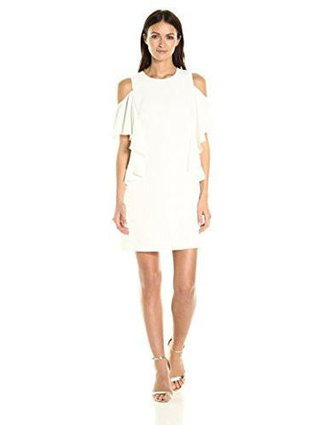 Lambada Carmel Crepe Cold Shoulder Dress, White Wash, 2
