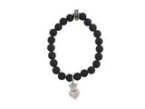 Onyx Bead Bracelet With Baby Crowned Heart Sterling Silverwhite Bracelet