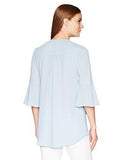 Bell Sleeve Wrap Hem Top, Light Blue, Xs