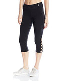 Recreation Zig Zag Strapped Solid MidLength Legging, Black, XSmall