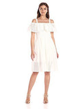 Ruffled Bodice Fit And Flare, White, 14