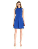 Crepe Fit And Flare With Necktie, Rugby Blue, 14