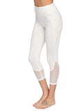 Sweatyrocks Capri Leggings Fishnet Mesh Workout Yoga Active Crop Pants White L