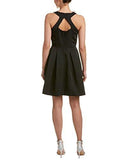 Taylor Dresses Ottoman Fit And Flare Dress With Daisy Applique At Neck, Black, 8