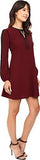 Stretch Crepe Tie Neck With Sleeve Applique, Wine, 8