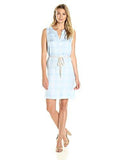 Drapey Twill Plaid Dress Light Blue Combo M