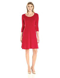 3/4 Sleeve Sweater Dress, Red, M