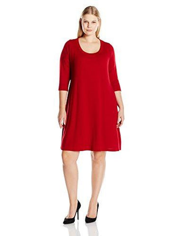 Plus Size Line Sweater Dress, Red, 1X