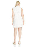 Plus Size Mandarin Collar Shift, White, 16W