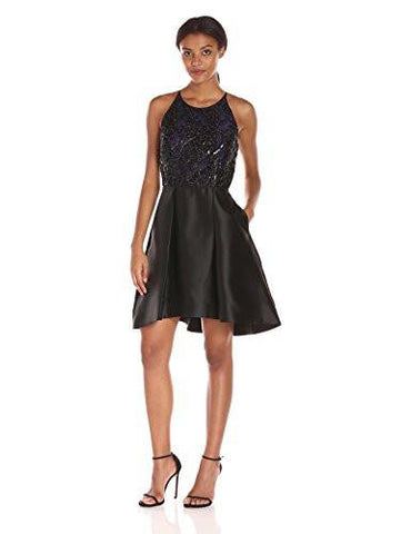 Fit And Flare Glitzy Party Dress, Indigo Black, 6